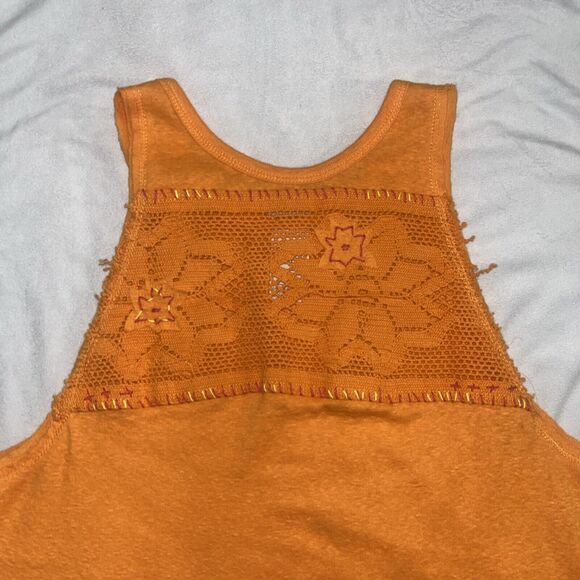 FREE PEOPLE Womens Tank Top Window Knit Details Orange Size XS OB778742 - Picture 4 of 13